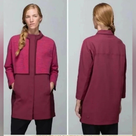 Lululemon Cocoon Car Coat Berry Rust Maroon M Jacket Outdoors Athletic Fall - Picture 2 of 10